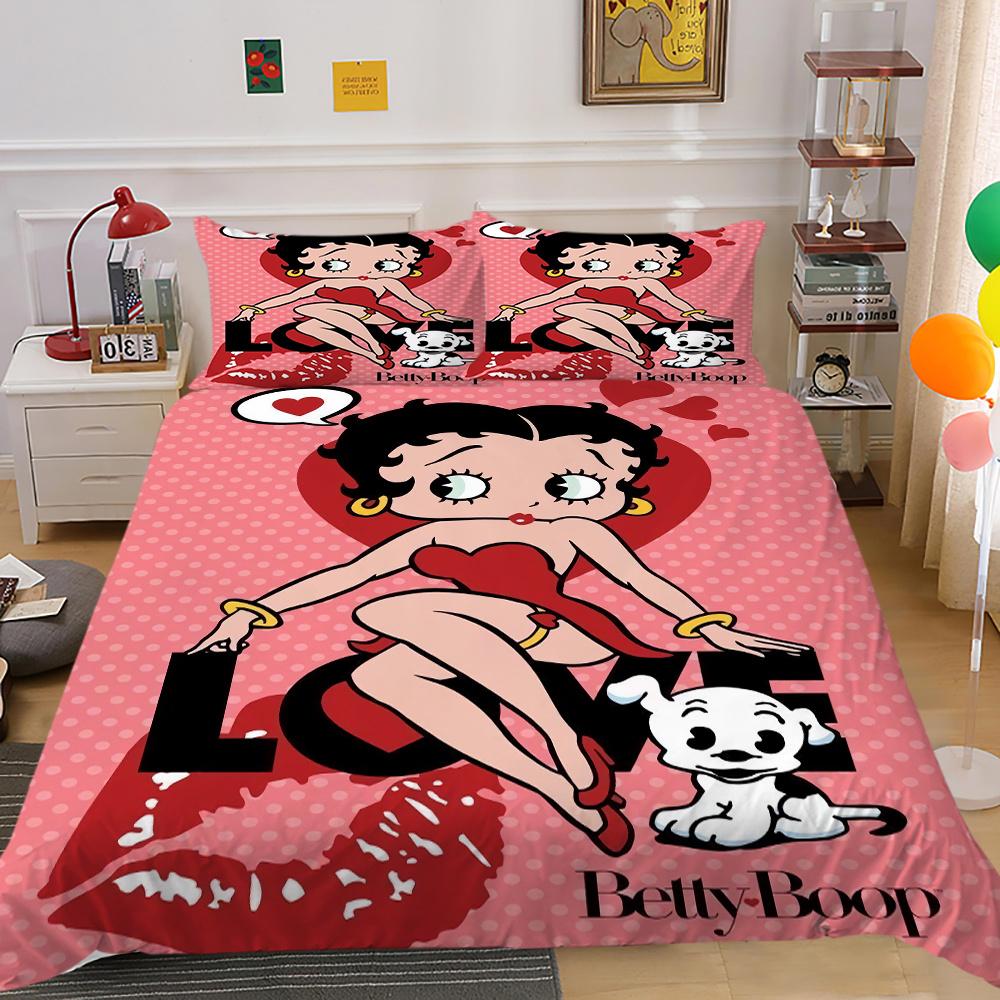 Bedding Set Cover Lovely 3D Betty Boop Printing Girl Double Size Home Textiles Comforter Cover Set