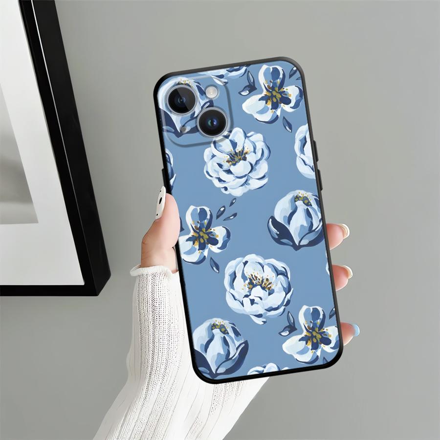 Чехол для Apple iPhone 17 Pro Max 11 16 12 14 15 Pro 7 8 13 XR XS MAX Air Funda Чехол для телефона Мультяшный Синий Цветок