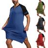 New Mens Nightshirt Short Sleeve Nightgown Sleepwear Men Oversized Comfort Cotton Nightwear Tops