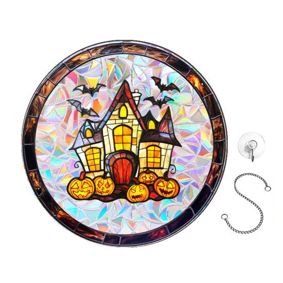Halloween Suncatcher Hanging Decoration Ghost Pumpkin Witch Black Cat Castle