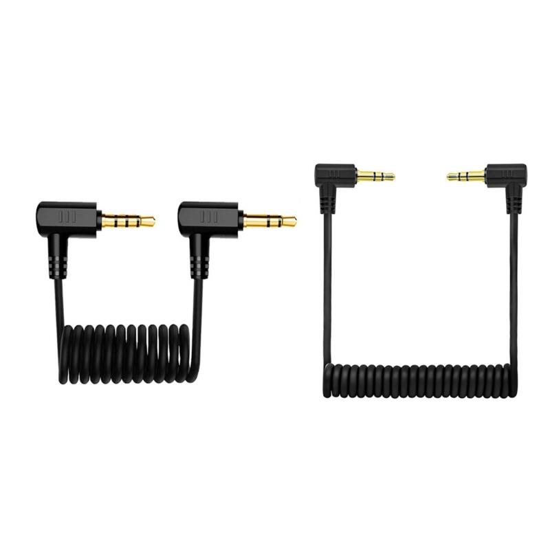 Спиральный 3,5-мм кабель для подключения записи с двумя прямыми штекерами на концах для ежедневной работы в полевых условиях, влог-студии