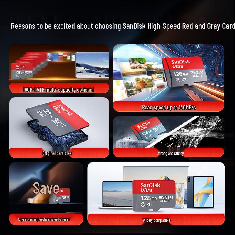 SanDisk Extreme microSD-карта 128 ГБ A1 U1 C10 (140 МБ/с)