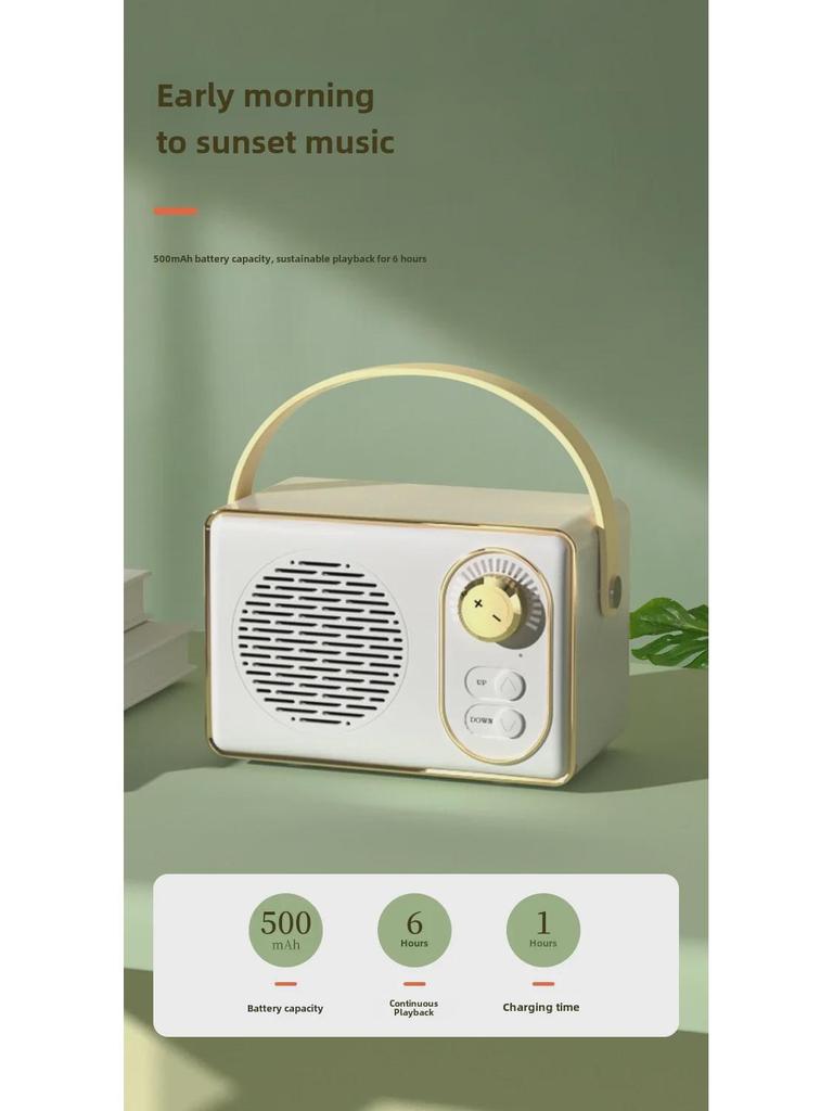 Ретро-динамик Bluetooth с портативным сабвуфером для использования на открытом воздухе – Мини-дизайн с USB и доступом к карте памяти, идеальный аудиоподарок для девушки