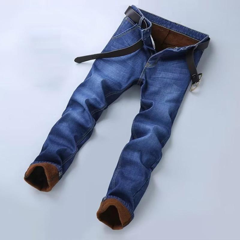 Мужские теплые джинсы Зимние эластичные джинсы