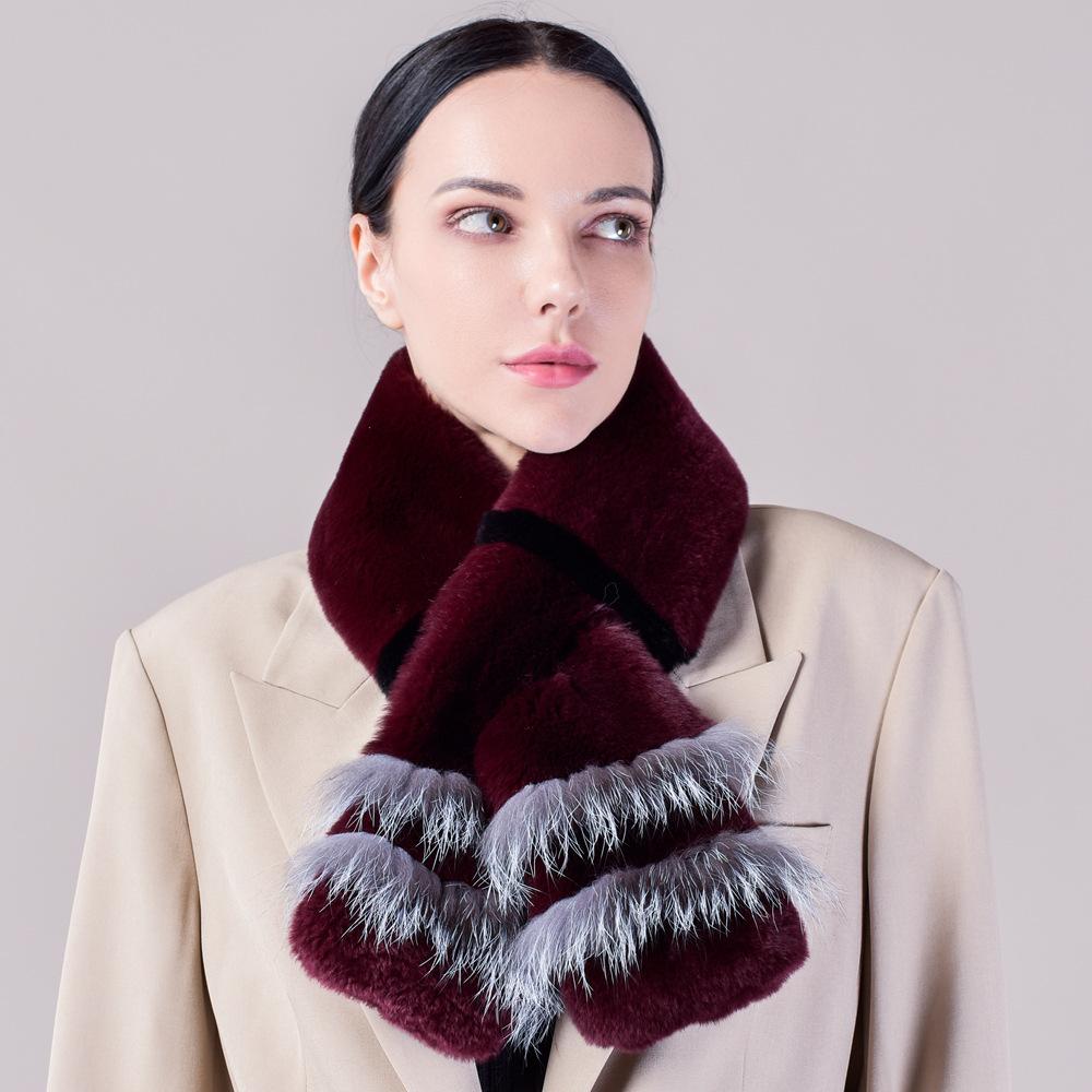 Шарф из натуральной шерсти кролика Рекс, корейская версия, простой длинный плюшевый плетеный плюшевый шарф, теплый и утолщенный, универсальный, для женщин