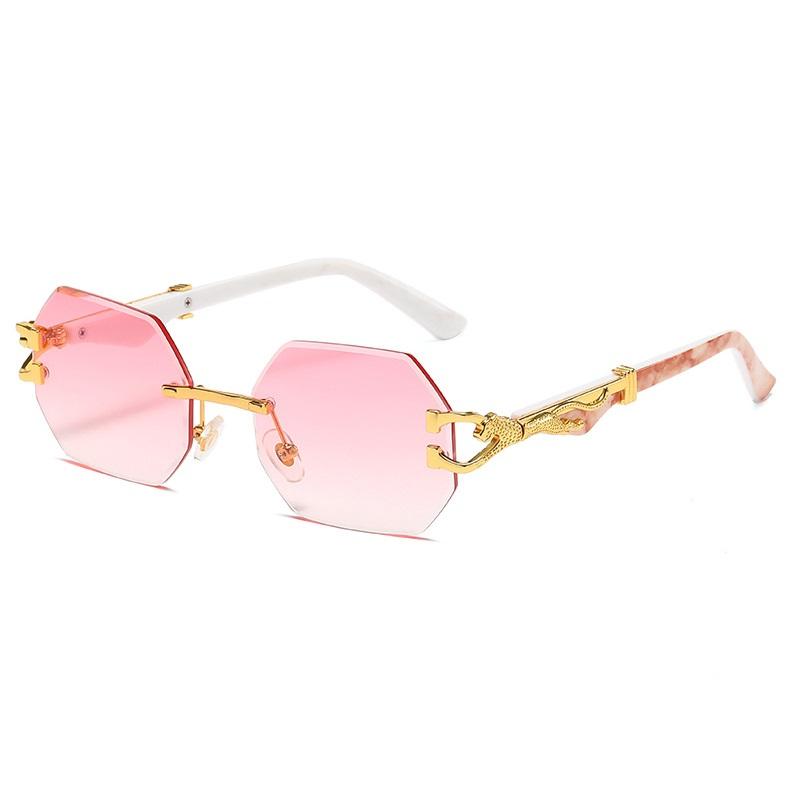 Hexagon Rimless Sunglasses Square Women Retro Men Sun Glasses Brand Designer Eyewear Uv400 Shades  Female