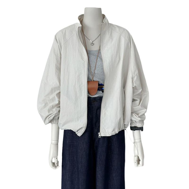 Korean Female Long Sleeved Sunscreen Jacket Spring Summer Women Leisure Sports Jacket Coat Solid Color Thin Style Ladies Outwear