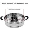 Zhaoran Household Stainless Steel Steamer with Bamboo Baskets
