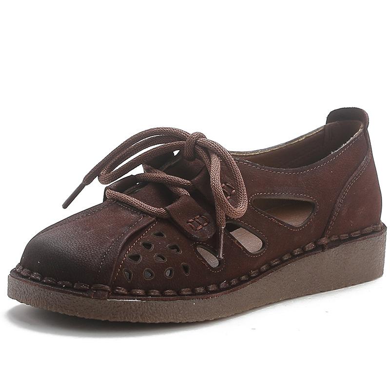 Повседневные сандалии для женщин весна-лето новые женские сандалии из коровьей кожи с мягкой подошвой женская обувь из натуральной кожи повседневная кожаная обувь