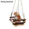 Гамак-качели для хомяка из натурального дерева, жевательная игрушка, маленький гамак-укрытие для грызунов с металлическими подвесными цепочками для морских свинок, песчанок, бурундуков