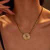 GEMCHIC Женское двухцветное золотисто-серебристое спиральное подвесное ожерелье на цепочке из нержавеющей стали Модное statement-украшение