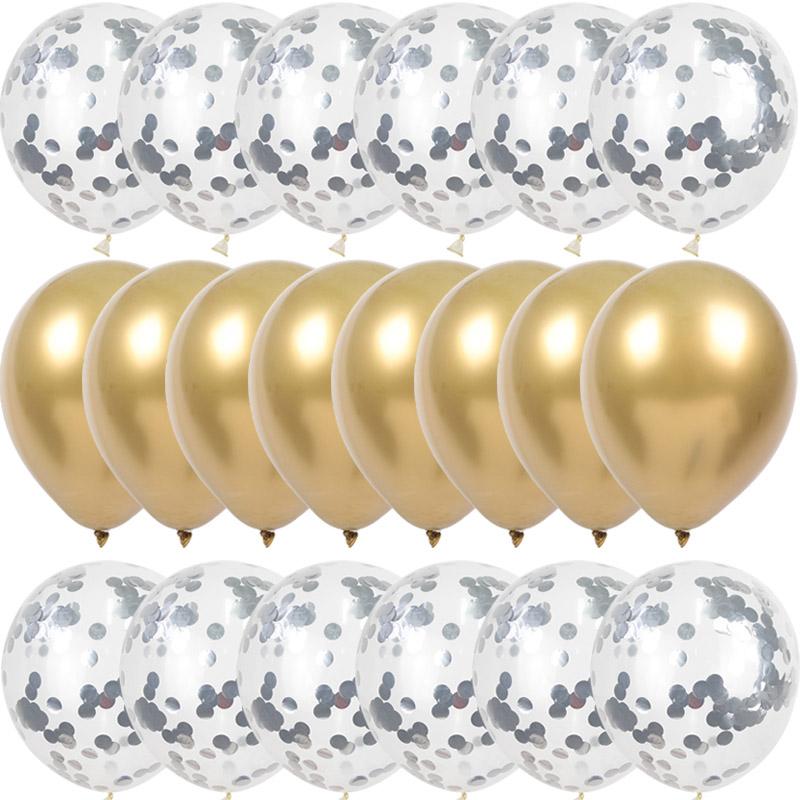 14/20 шт. Мульти конфетти Сердце Звезда Фольгированные шары Baby Shower С Днем Рождения Вечеринка Гелиевые шары Свадебные Годовщины Декор Globos