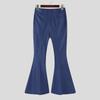 INCERUN Men Zipper Waist Solid Color Casual Long Flare Pants Trousers