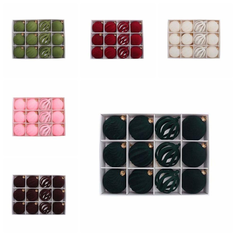 12pcs Plastic Christmas Ornaments Shatterproof Xmas Tree Hanging Balls New Year Celebration