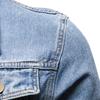 Solid Color Slim Fit Cotton Lapel Single Breasted Men Spring Denim Jacket Fashion Motorcycle Casual Jeans Coat Outerwear
