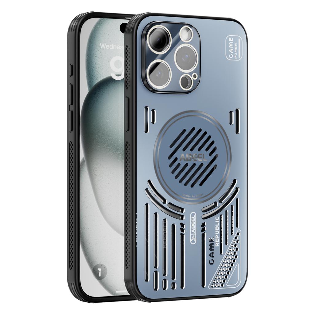 ABEEL For iPhone 14 Pro Max Magnetic Case Aluminium Alloy+PC+TPU Hollow Heat Dissipation Phone Cover