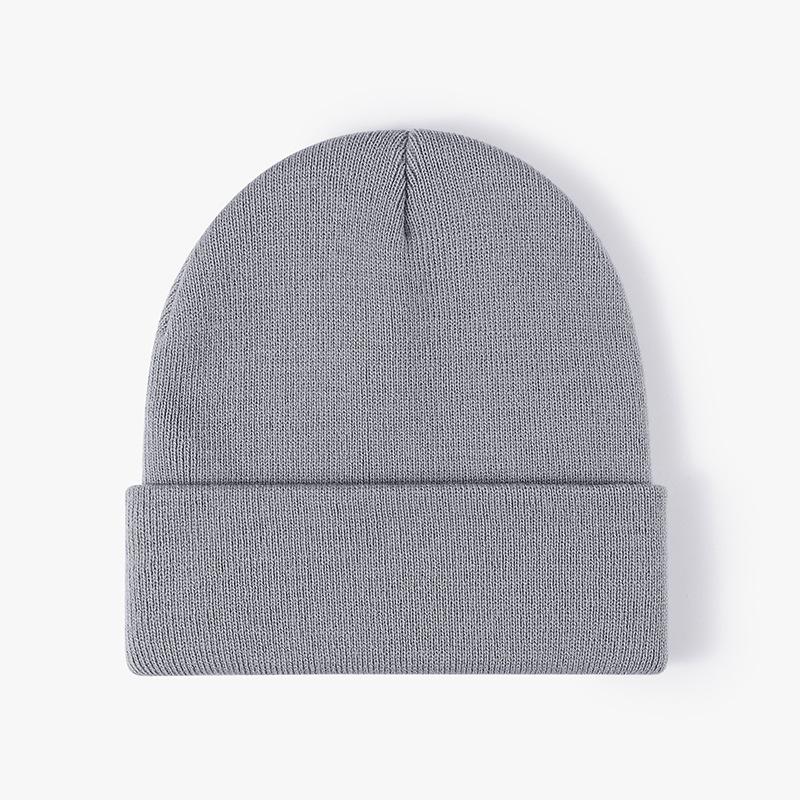 Unisex Winter Warm Ribbed Knitted Hat Acrylic Beanie with Custom Logo Digital Printing Solid Color and Cuffed Design