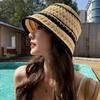 Temperament Knitted Bucket Hat Stripe Sun Protection Cap Fashion Fisherman Hat  Daily