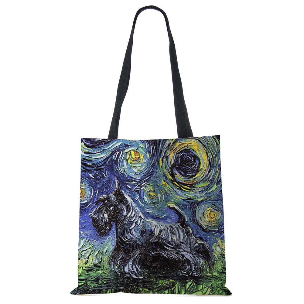 Звездное небо Животное Собака Принт Сумка-тоут Сумка через плечо Женская Большая Повседневная Сумка для покупок Дамская Ручная сумка для покупок На открытом воздухе CLE