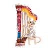 Wuli&baby Sparkling Music Cat Brooch Playing Harp Musician Multicolor Rhinestone Cute Animal Women Brooch Pins Jewelry Gift