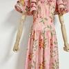 Australian Niche 2024 Spring Lightweight Printed Long Dress with Flutter Sleeves for Women