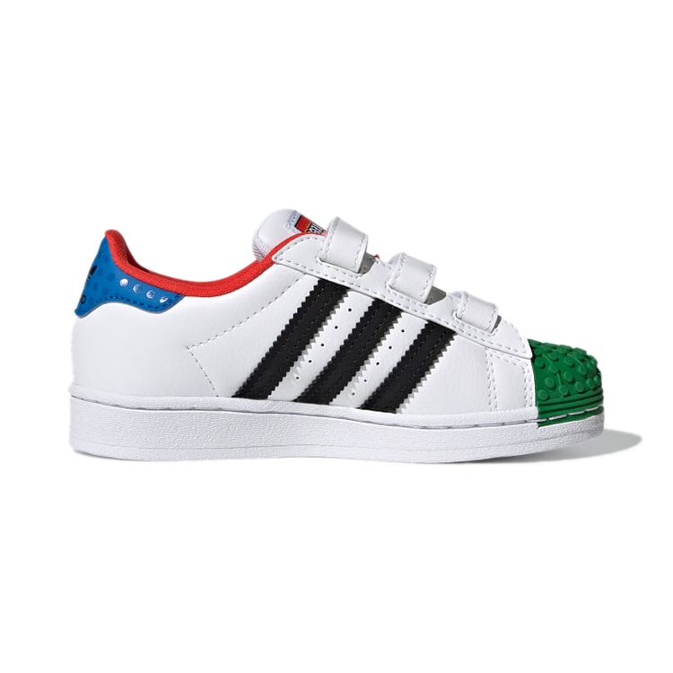 Детские кроссовки LEGO x adidas Superstar CF J Белый Желтый Зеленый Облачно-белый Основной черный Оборудование-желтый H03964