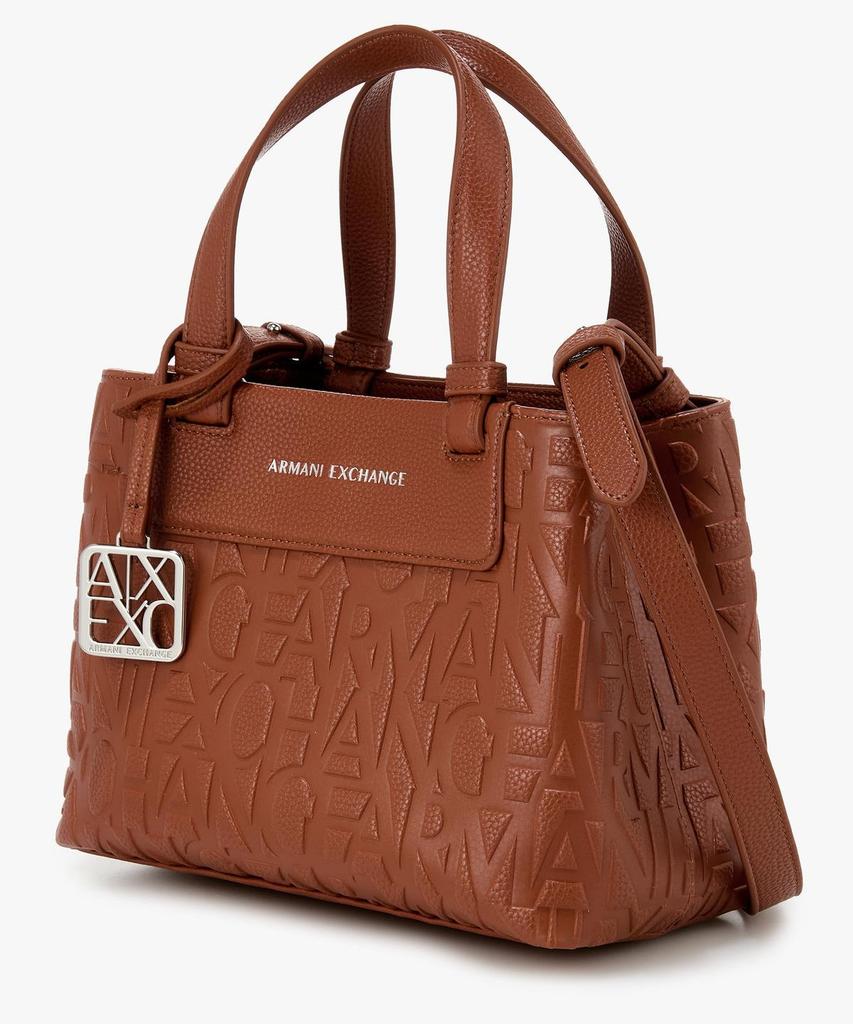 Женская сумка-шоппер Armani Exchange с тиснением логотипа, маленькая, _Коричневая_A425370512