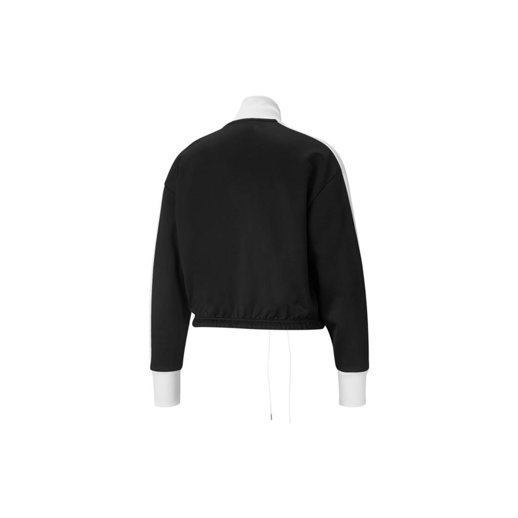 Puma Iconic T7 Crop Jacket With Embroidered Logo Color Block Retro Sports Knit Jacket Women Jacket Black 532943-01