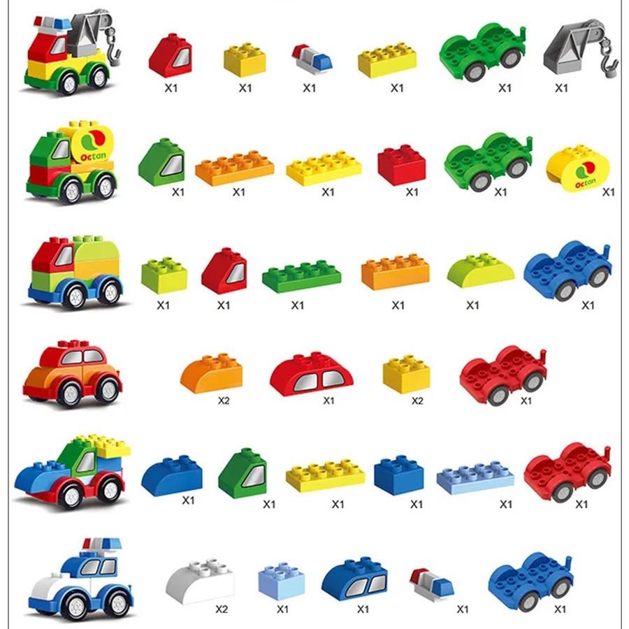 Large Particle Building Blocks Car Creative City Construction Forklift Crane Excavator Vehicle DIY Bricks Toy For Kids Xmas Gift