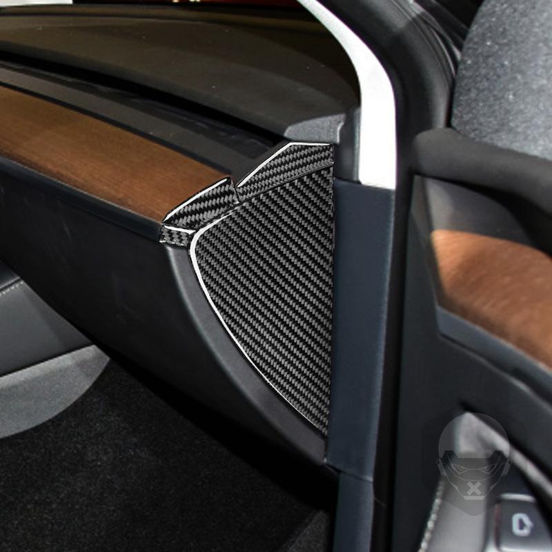For Tesla Model 3 Y 2017- Real Carbon Fiber Sticker trument Side Front Slot Panel Car Accessories ide decorative