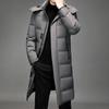Winter New Men's Down Jacket Green Fashion Long Hooded Hairless Collar Jacket ·