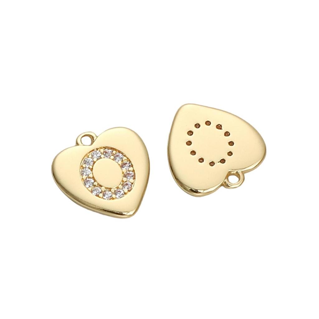 Copper Zirconium Inlaid Heart 26 Letter Pendant For DIY Jewelry Making Craft Accessories