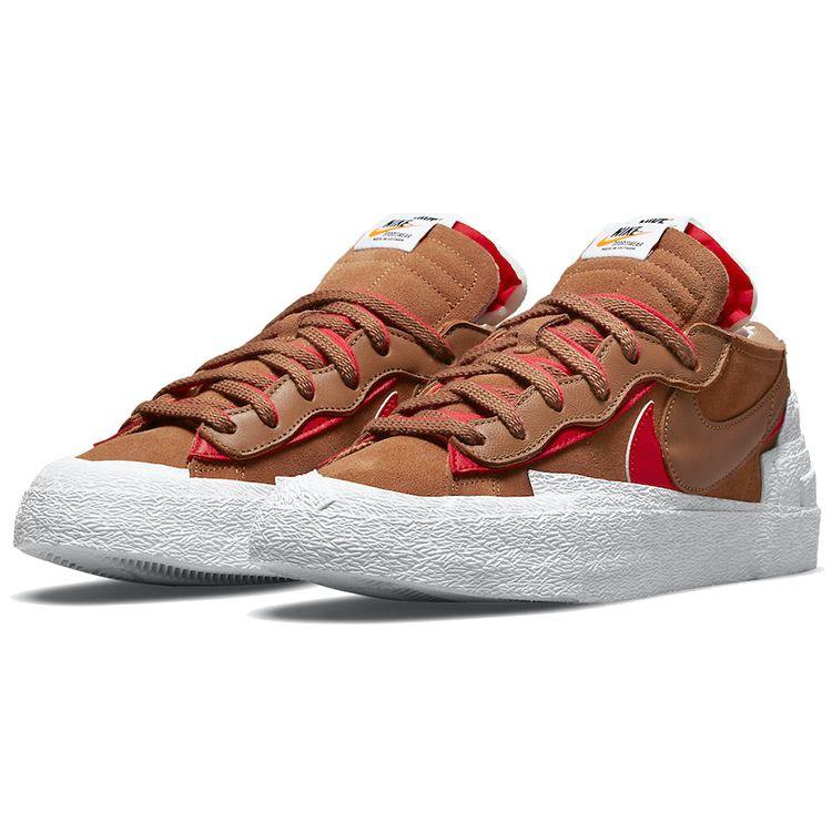 Sacai x Nike Blazer Low British Tan Унисекс Кроссовки Светло-британский-загар Белый Университетский-красный DD1877-200