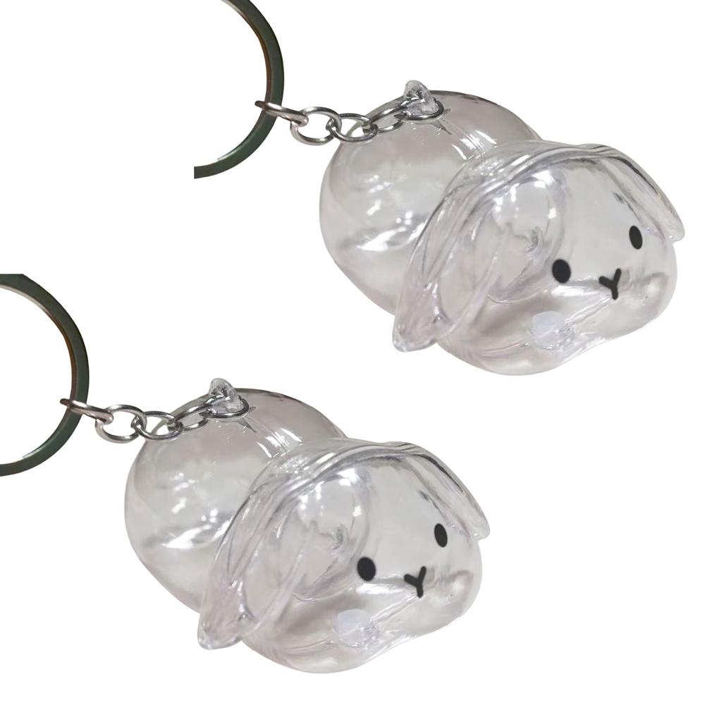 Funny Rabbit Shape Hair Storage Keepsakes Box Keychain Plastic Clear Pet Furs Collector Pendant Decors Pet Lover Gift