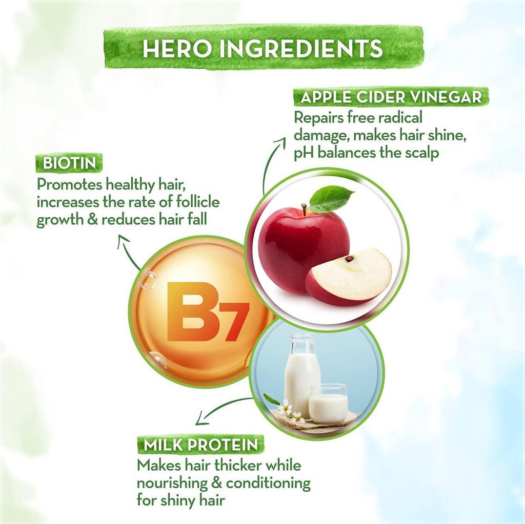 Mamaearth Маска для волос с яблочным уксусом для сухих и вьющихся волос с органическим яблочным уксусом и биотином для роста, длинных и блестящих волос – 200 г