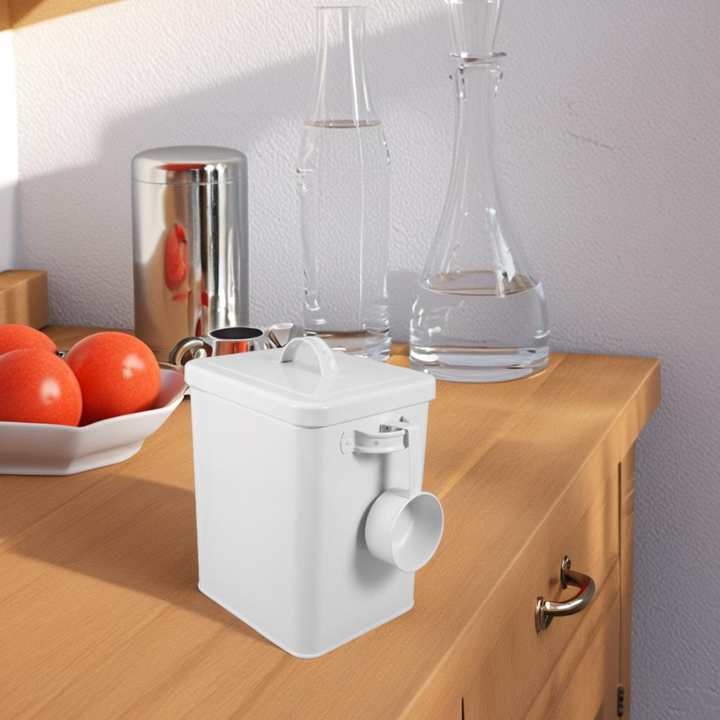 Large Airtight Metal Storage Container with Built-in Spoon for Rice Flour Sugar Dry Food Pantry Organization Kitchen Home Use