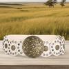 Zinc Zinc Alloy Ethnic Style Rivet Belt Y2K Disc PU Hollow Waistband Vintage Concho Wide Belt  Waist Seal