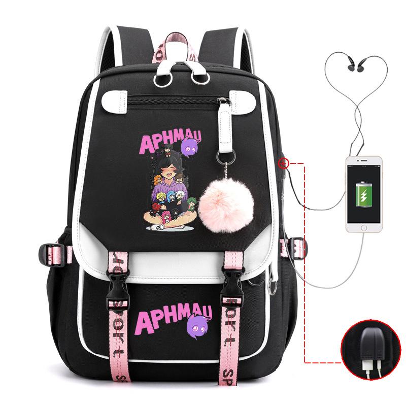 Harajuku Simple and Versatile Aphmau Junior High School Student School Bag Female Lightweight Large Capacity Middle School Student Backpack