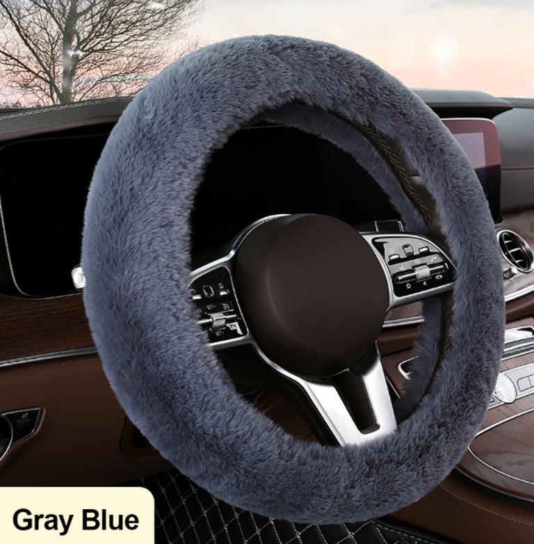 Автомобильный чехол на руль, протектор, украшение, теплый, супер толстый, плюшевый, мягкий черный чехол на руль для женщин и мужчин, зима