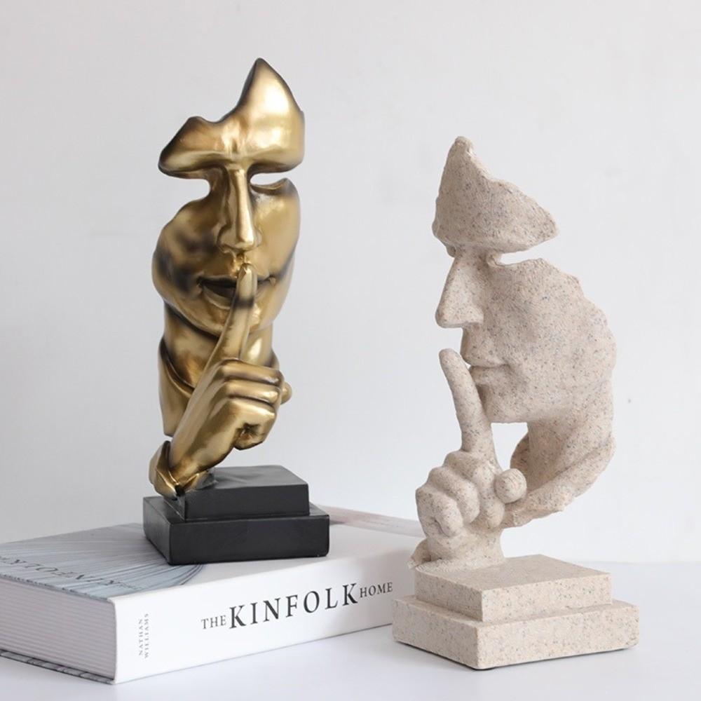 Desktop Keep Silence Statue Office Decor Silence Thinker Decoration Face Sculpture  Home