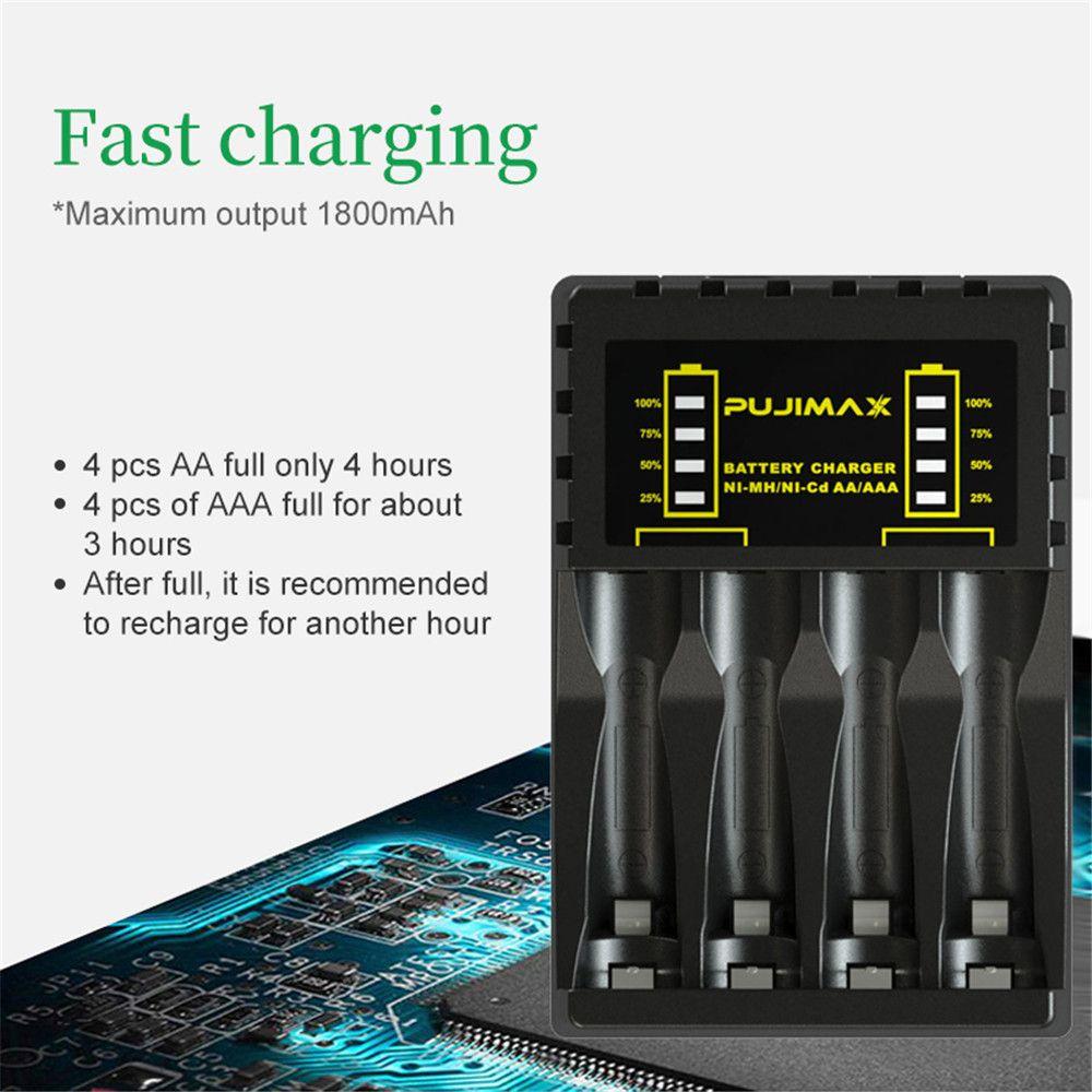 Universal LED Indicator Rechargeable Intelligent Battery Charger Fast Charging Dock 4 Slot Adapter