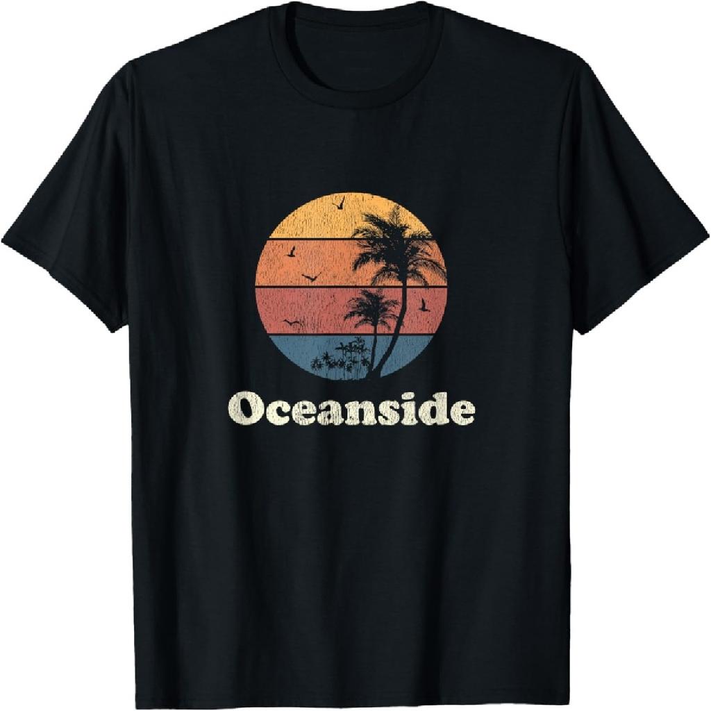 Retro Oceanside California T Shirt Vintage Sunset Palm Trees T-Shirt