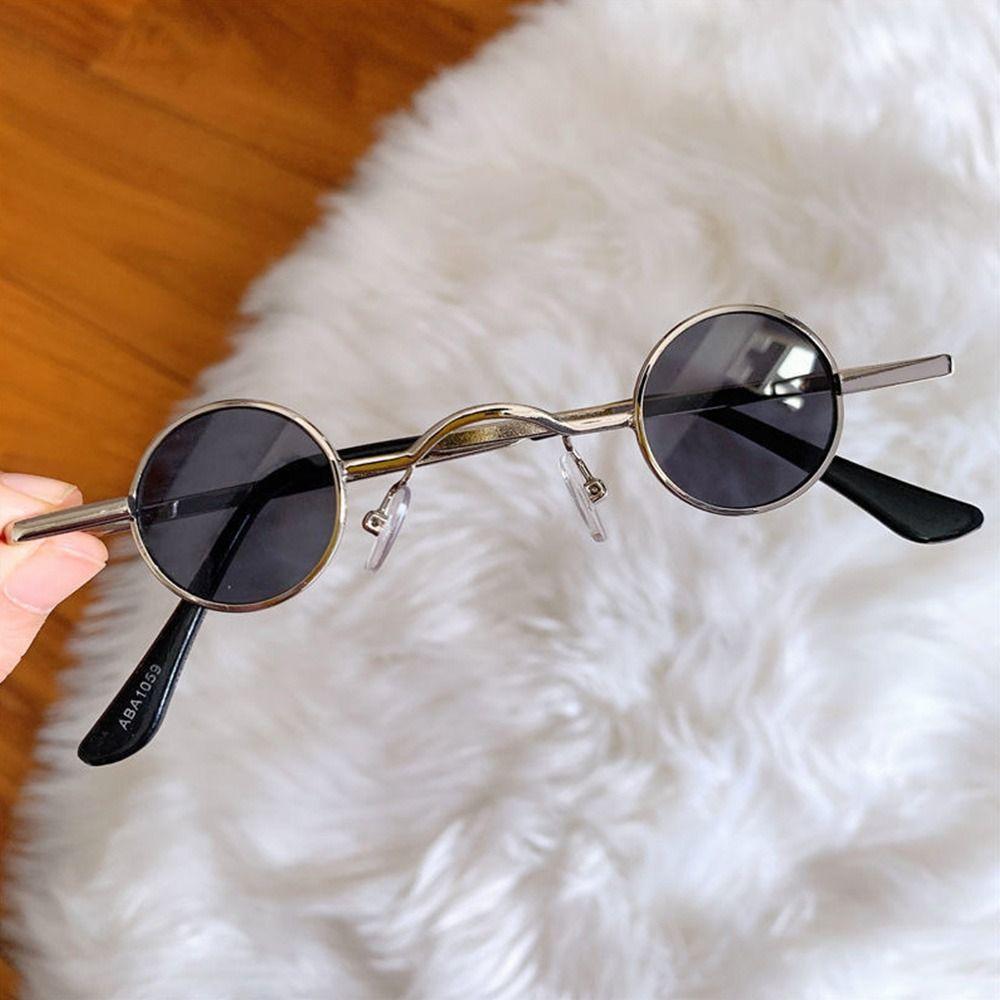 Small Round Sunglasses Metal Frame Hip Hop Punk Sun Glasses Mini Candy Color Lens Sunglasses Ins Fashion Shades For Women Men