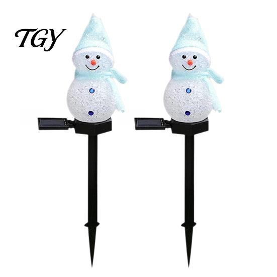 Durable Lawn Stakes for Winter 2Pcs Solar Snowman Garden Lights, Christmas Pathway Waterproof Decorative Figures LED Lamps with Yard Patio
