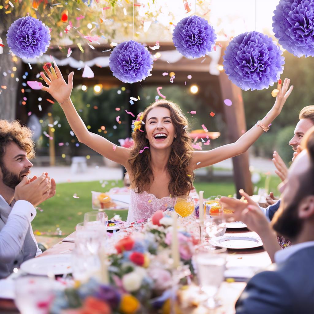 1 шт. Набор 7,8-дюймовых фиолетовых бумажных подвесных цветов, помпонов, бумажные шарики для вечеринки по случаю дня рождения, цветочные шарики из бумаги