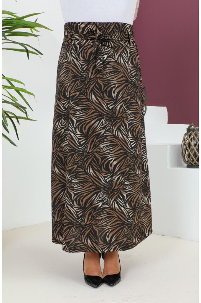 Женская стильная юбка большого размера с рисунком, расклешенная юбка с поясом