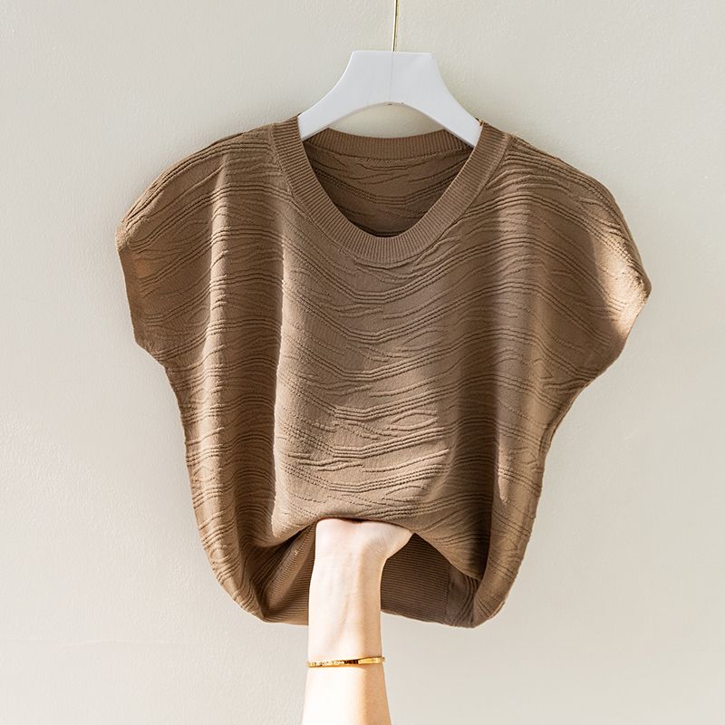 Летняя женская футболка из шелка Ice, свободная, с коротким рукавом, с рукавом «летучая мышь», трикотажная рубашка