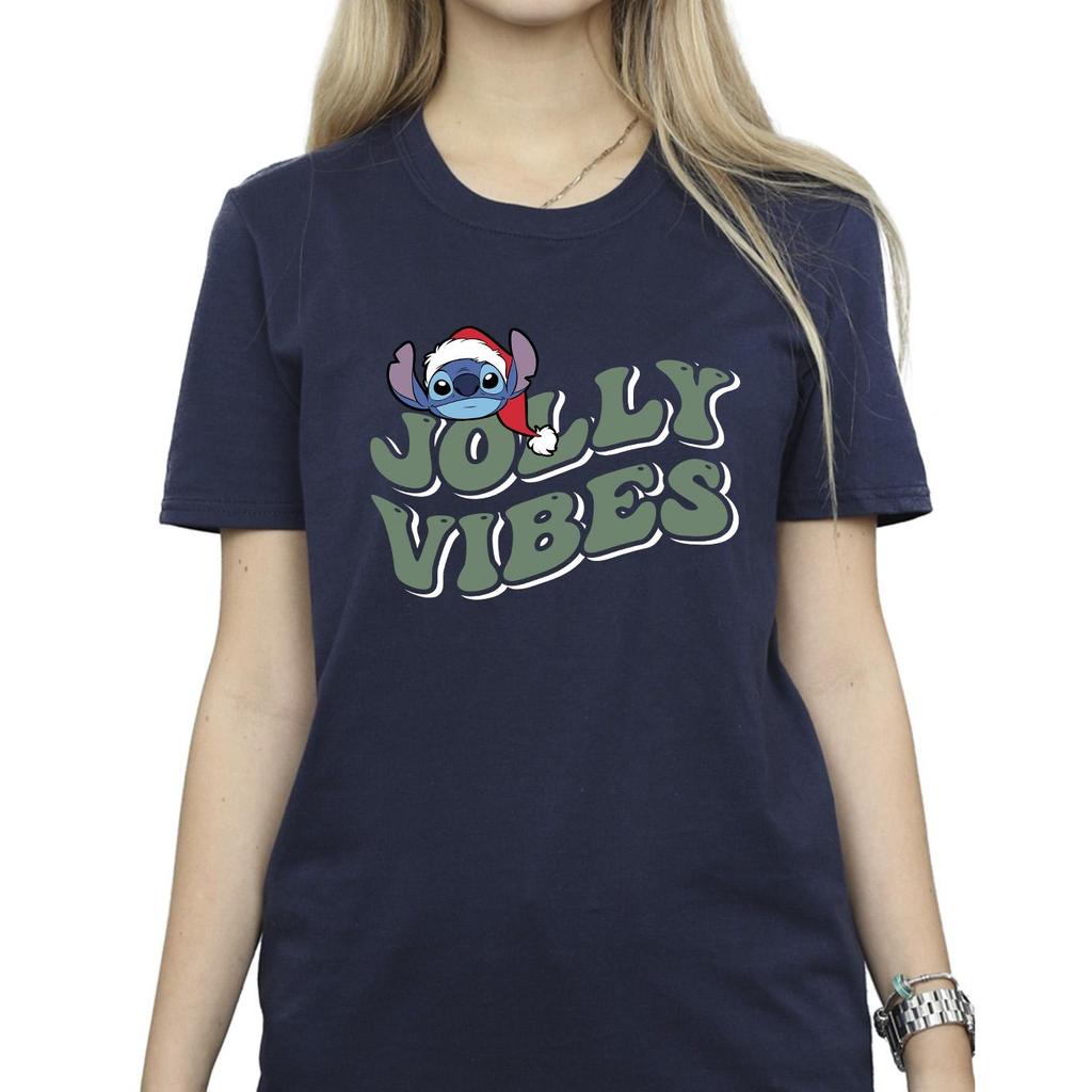 Disney Womens/Ladies Lilo & Stitch Jolly Chilling Vibes Cotton Boyfriend T-Shirt