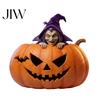 Halloween Pumpkin Witch Resin Figurine, Spooky Bat Detailed Tabletop Decor, Stable Creative Showcase Decor Base Mini Statue for Window Home