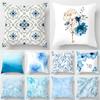 Blue Geometric Marble Print Pattern Cushion Cover Home Living Room Sofa Decoration Square Polyester Pillow Pillow Cover 45*45cm
